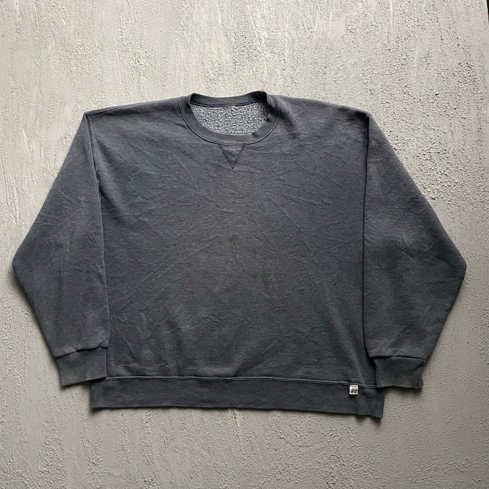 Vintage Russell Athletic Sweatshirt Mens XL Grey 90s Blank V-Stitch Crewneck